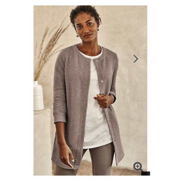 J.Jill Pure Jill Soft Cocoa Heather Snap Front Jacket Sz.S NWT